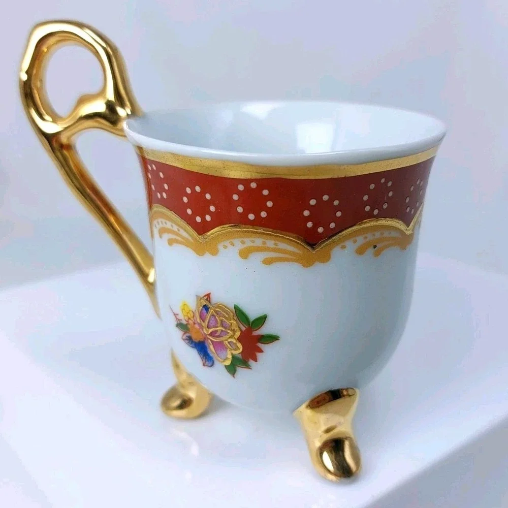 Vintage Demitasse Espresso Cup Porcelain Floral Ornate Gold Bavaria Germany 3.5